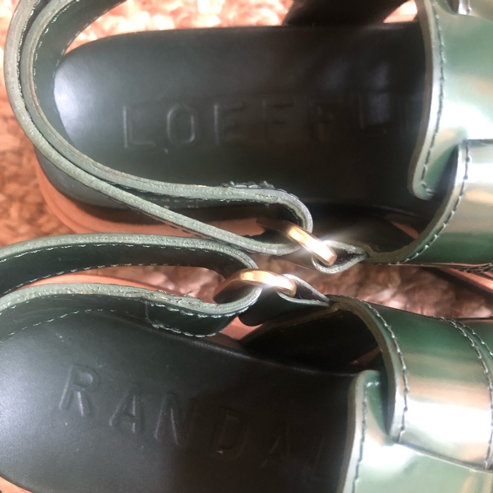 Loeffler Randall Dark Green Leather Fisherman Sandals - Picture 9 of 16